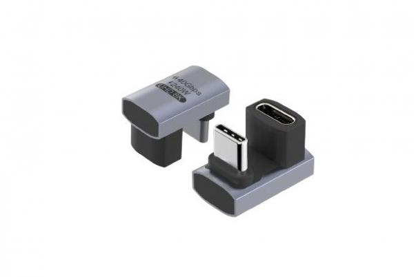 MicroConnect Premium USB4 3x2 USB-C -kaksoiskulmasovitin, 240 W, 40 Gbps