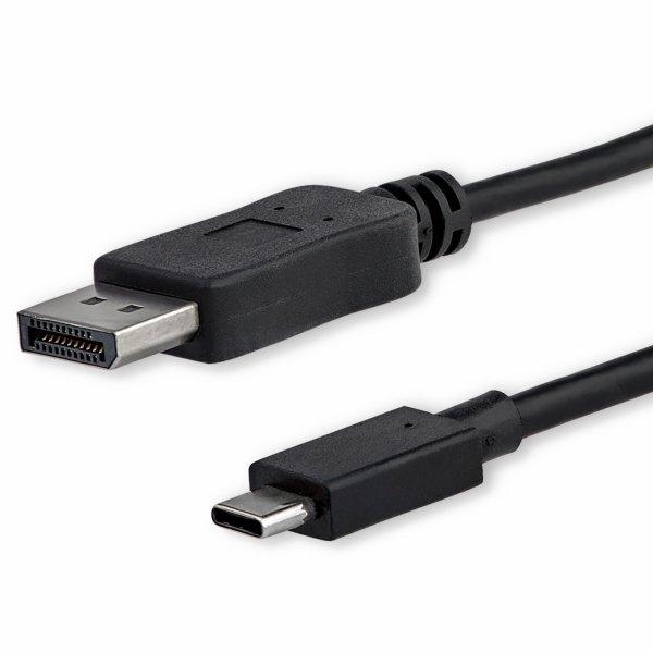 StarTech.com 3ft/1m USB C to DisplayPort 1.2 Cable 4K 60Hz, USB-C to DisplayPort Adapter Cable HBR2, USB Type-C DP Alt Mode to DP Monitor Video Cable, Compatible Thunderbolt 3, Black - USB-C Male to DP Male (CDP2DPMM1MB) DisplayPort kabel 1m