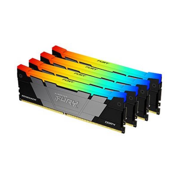 Kingston FURY Renegade RGB - DDR4 - pakkaus - 32 Gt 4 x 8 Gt - DIMM 288 nastaa - 3600 MT/s / PC4-28800 - CL16 - 1.35 V - puskuroimaton - non-ECC - musta