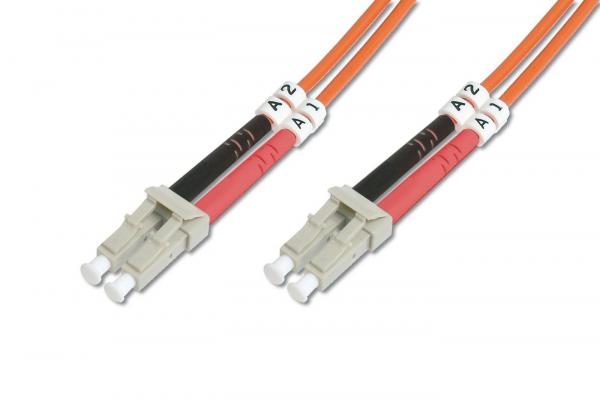 Digitus Fib Opt. patch cord, duplex, LC to LC MM OM2 50/125 µ, 5m, Oranssi