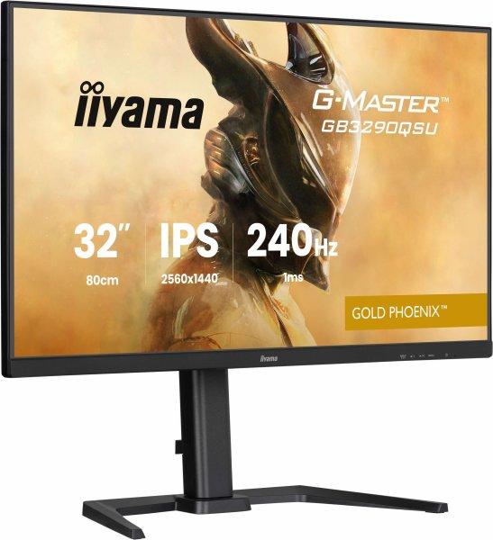 IIYAMA 32 IPS Gaming G-Master Gold Phoenix FreeSync Premium 2560x1440240Hz 400cd/m² 2xHDMI 2.1 DisplayPort 1ms MPRT Speakers USB 2x3.2+2xC Black Tuner Height Adj. Stand
