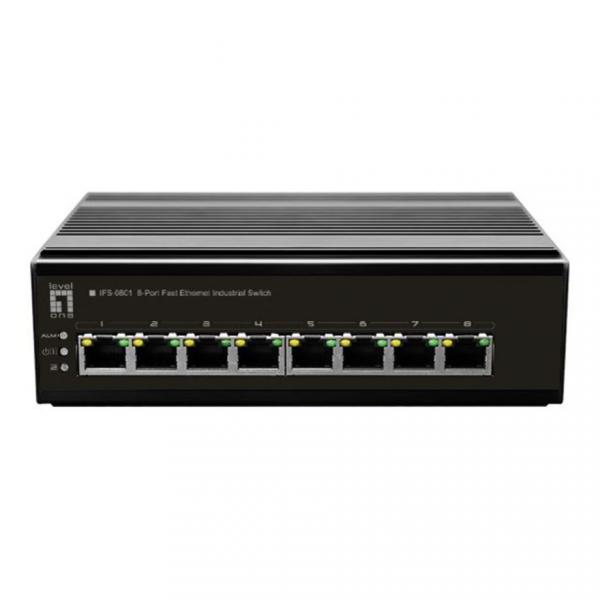 LevelOne IFS-0801 8-Port Fast Ethernet Industrial Switch DIN-Rail -30C to 65C
