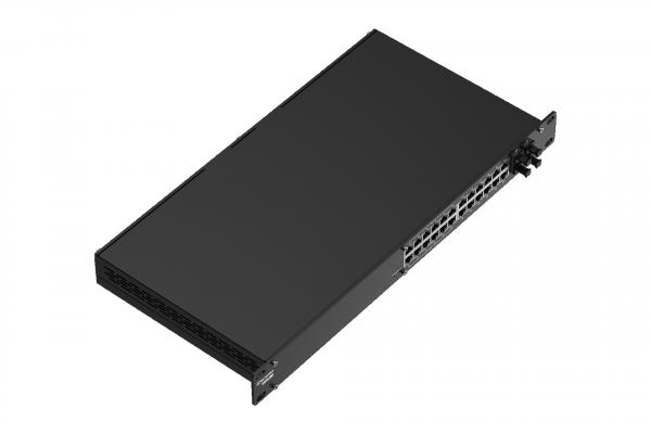 Teltonika Networks SWM280 24-ports rack mountable managed switch. 12 PoE+ ports, x4 SFP ports, included 2 years RMS management, PROFINET disabled by