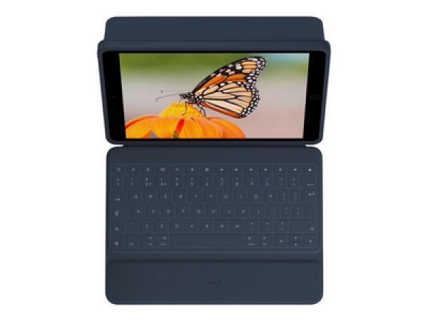 Logitech Rugged Combo 3 - Näppäimistö- ja kalvokotelo - klassisen sininen malleihin Apple 10.2-inch iPad (7. sukupolvi, 8. sukupolvi, 9. sukupolvi)