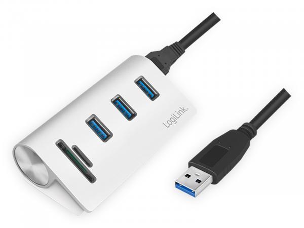 Poistotuote USB-HUB LOGLINK CR0045, 3x USB-A, integroitu kortinlukija