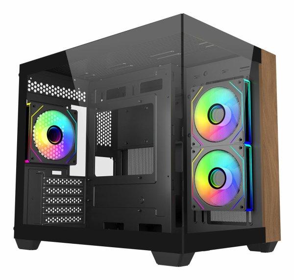 Cooler Master E481-KHNN-S00 Natural Wood Front Panel, 70 Full-View Tempered Glass, Supports up to