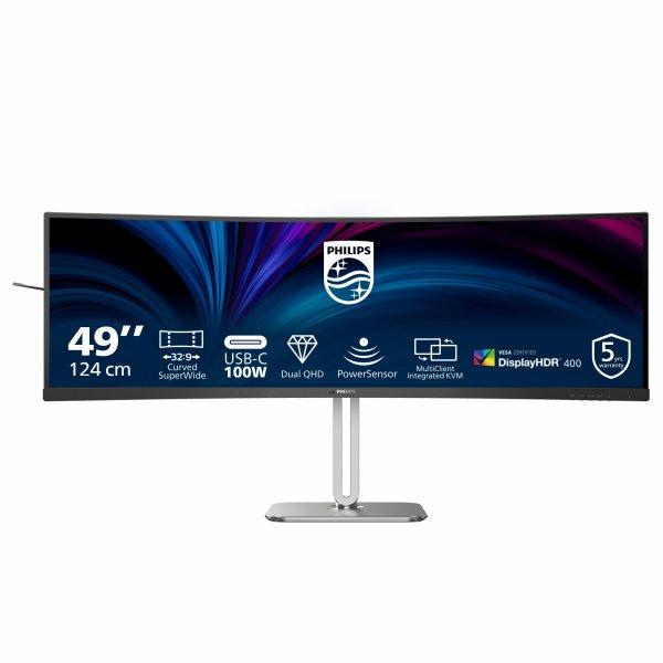 Philips 49B2U5900C - LED-näyttö - kaareva - 49 (48.8 katseltava) - 5120 x 1440 Dual Quad HD 75 Hz - VA - 400 cd/m² - 30001 - DisplayHDR 400 - 2xHDMI, DisplayPort, USB-C - kaiuttimet - hopea, hiilenharmaa