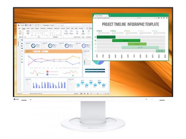 EIZO FlexScan EV2400R - FlexStand-telineellä - LED-näyttö - 23.8 - 1920 x 1080 Full HD (1080p) - IPS - 350 cd/m² - 15001 - 5 ms - HDMI, DisplayPort - kaiuttimet - valkoinen