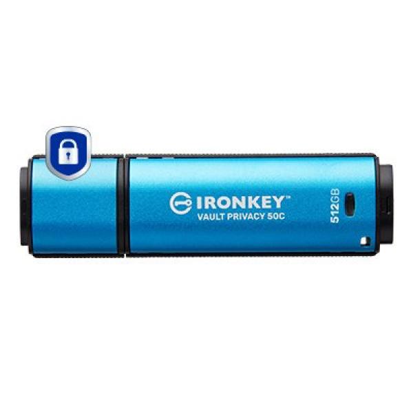 Kingston IronKey Vault Privacy 50C IKVP50C - USB Flash-asema - salattu - 512 Gt - USB 3.2 Gen 1 - TAA-yhteensopiva