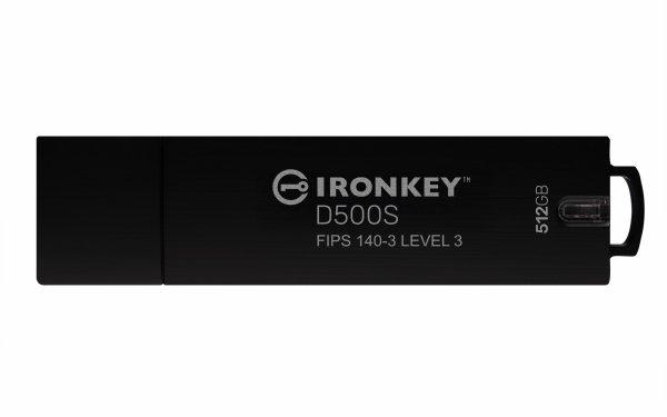 Kingston IronKey D500S - USB Flash-asema - salattu - FIPS 140-3 Level 3 - 512 Gt - USB 3.2 Gen 1 - TAA-yhteensopiva