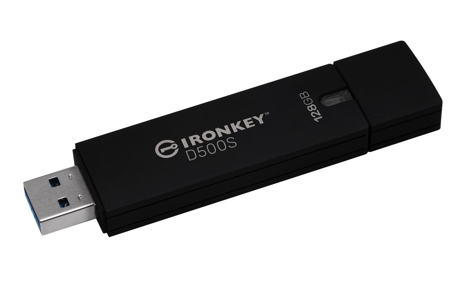Kingston IronKey D500S - USB Flash-asema - salattu - FIPS 140-3 Level 3 - 128 Gt - USB 3.2 Gen 1 - TAA-yhteensopiva