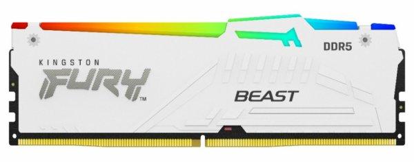 Kingston FURY Beast RGB - DDR5 - pakkaus - 16 Gt 2 x 8 Gt - DIMM 288 nastaa - 5200 MT/s / PC5-41600 - CL40 - 1.25 V - puskuroimaton - on-die ECC - valkoinen