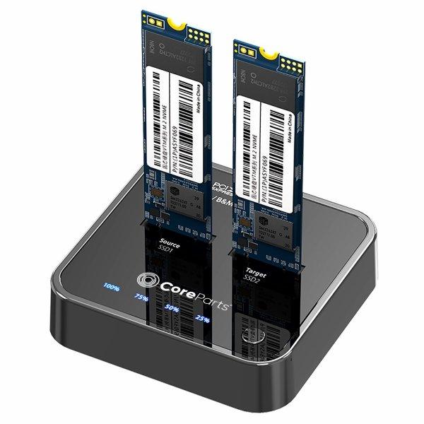 CoreParts USB3.2 Type C (20Gpbs) M.2 NVMe SSD cloner Docking Station for M.2 NVMe to M.2 NVMe with Clone Function
