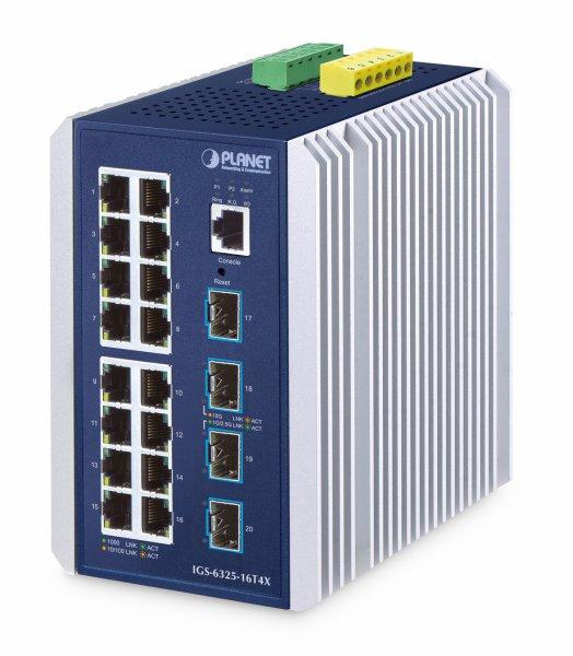 Planet IP30 Industrial L3 16-Port 10/100/1000T + 4-Port 10G SFP+ Managed Ethernet Switch