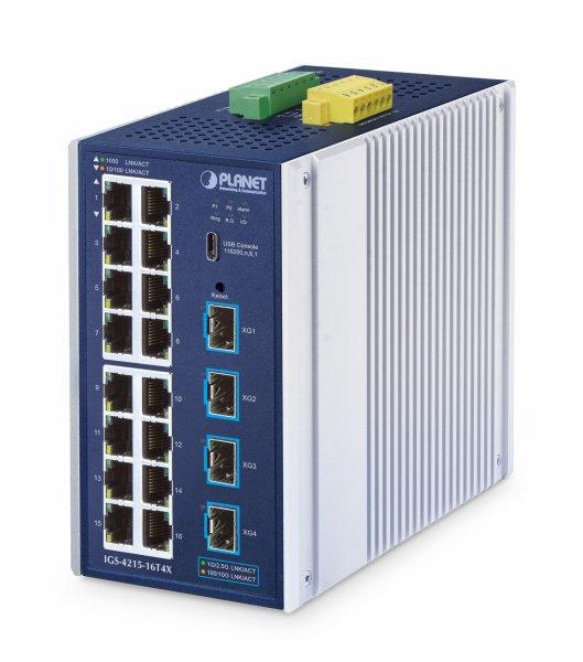 Planet IP30 Industrial L2/L4 16-Port 10/100/1000T + 4-Port 10G SFP+ Managed Switch