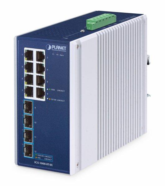 Planet IP30 Industrial 8-Port 10/100/1000T + 4-Port 10G SFP+ Ethernet Switch