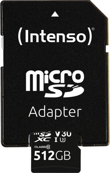 Intenso microSDXC 512GB C10 UHS-I Professional + Adapter