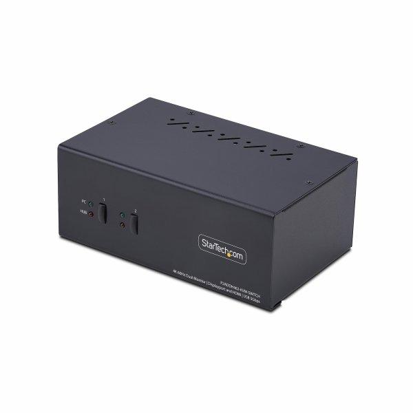 Startech 2-Port Dual-Monitor DisplayPort en HDMI KVM Switch, 4K 60Hz - KVM / audio / USB kytkin - 2 x KVM / audio / USB - 1 paikallinen käyttäjä - työpöytä - TAA-yhteensopiva