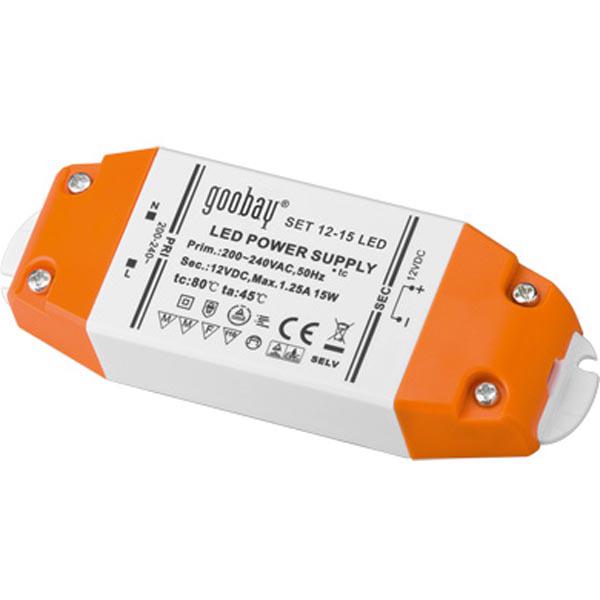 Muunnin LED-valaistukseen, 15W, 230V AC - 12V DC, IP20