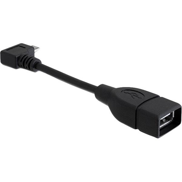 DeLOCK USB 2.0 kaapeli, Kulma Tyyppi Micro B ur-Tyyppi A na, 0,11m, mu